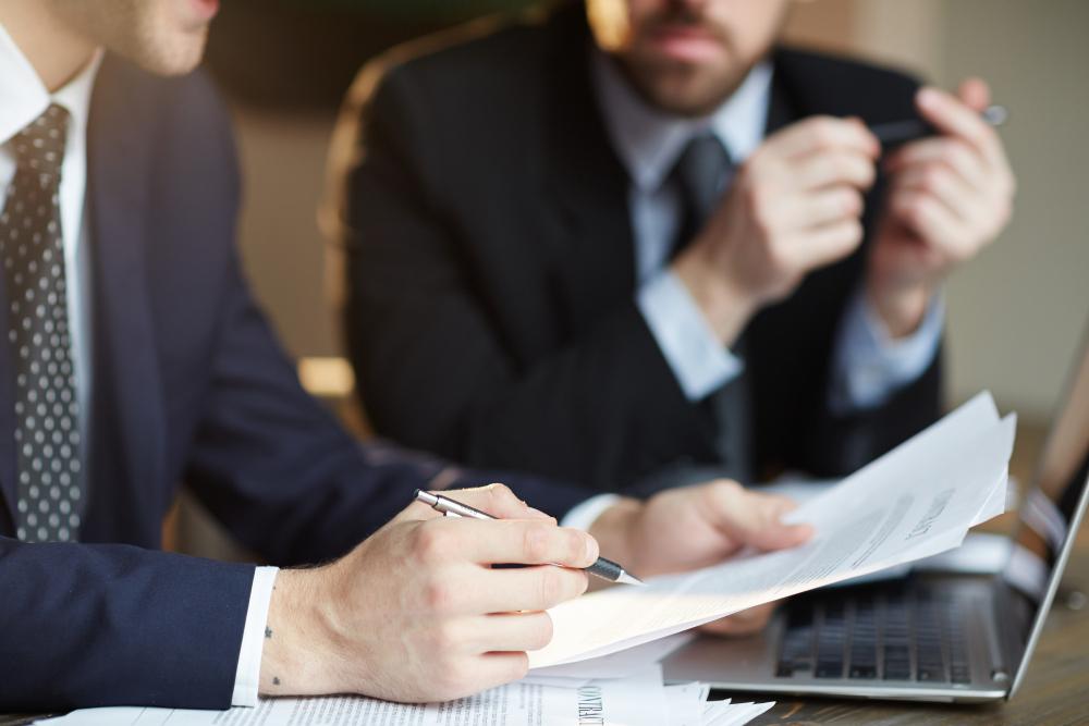 Two officer working on a press release