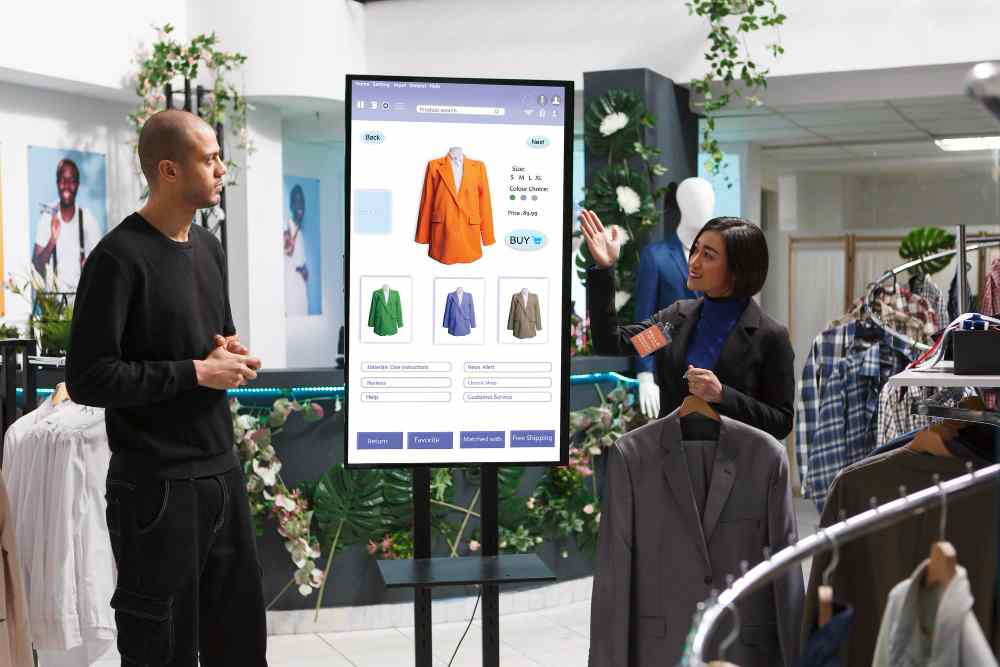 indoor led display inside a clothing shop. (illustration)